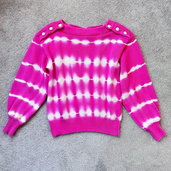 LoveShackFancy Tie Dye Chunky Knit Sweater Pink Size L - Picture 12 of 14
